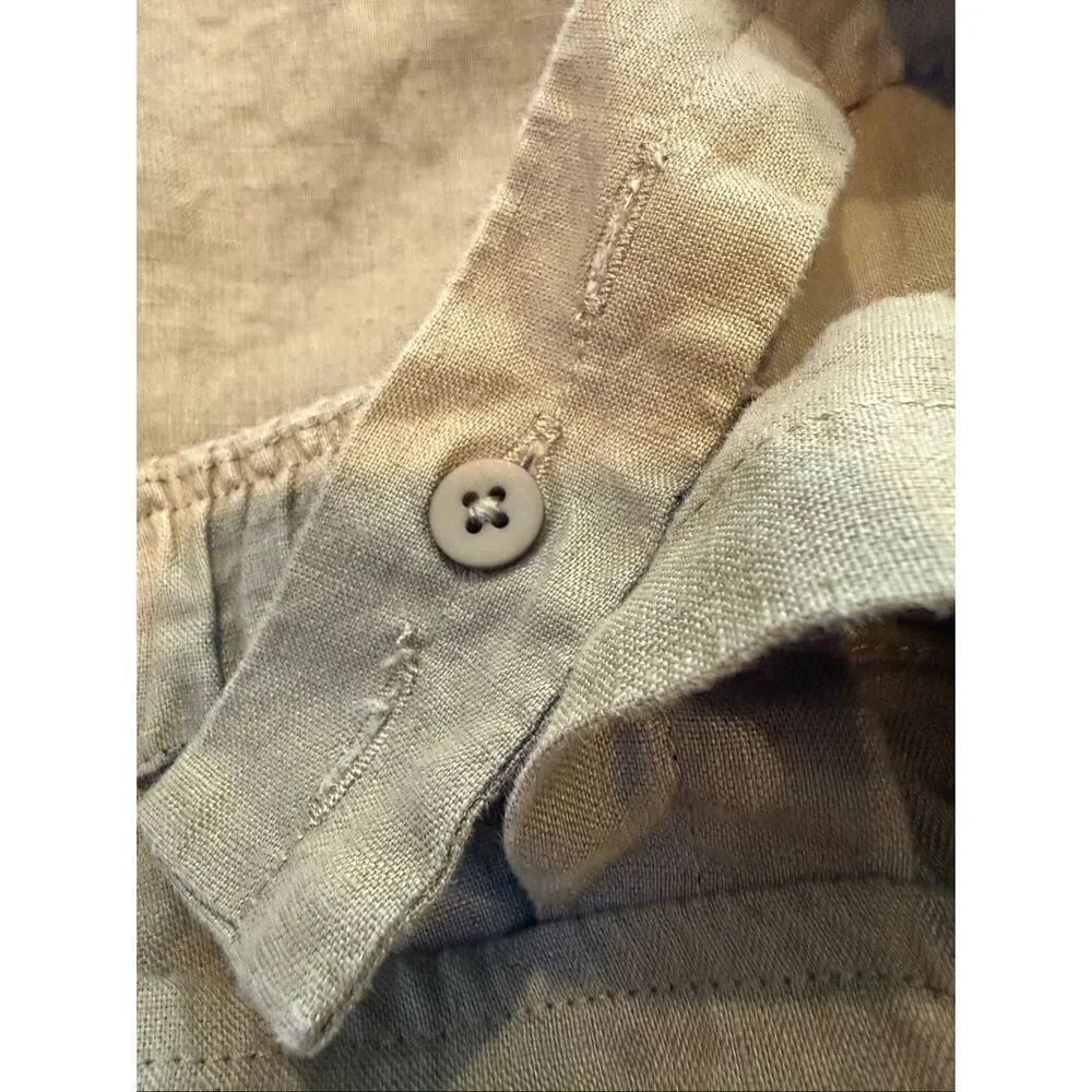 Quince 100% European Linen Square Neck Jumpsuit Bayberry Olive Size S NO BELT